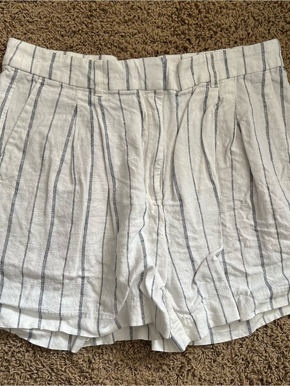 Old Navy White Shorts with Navy Pinstripes